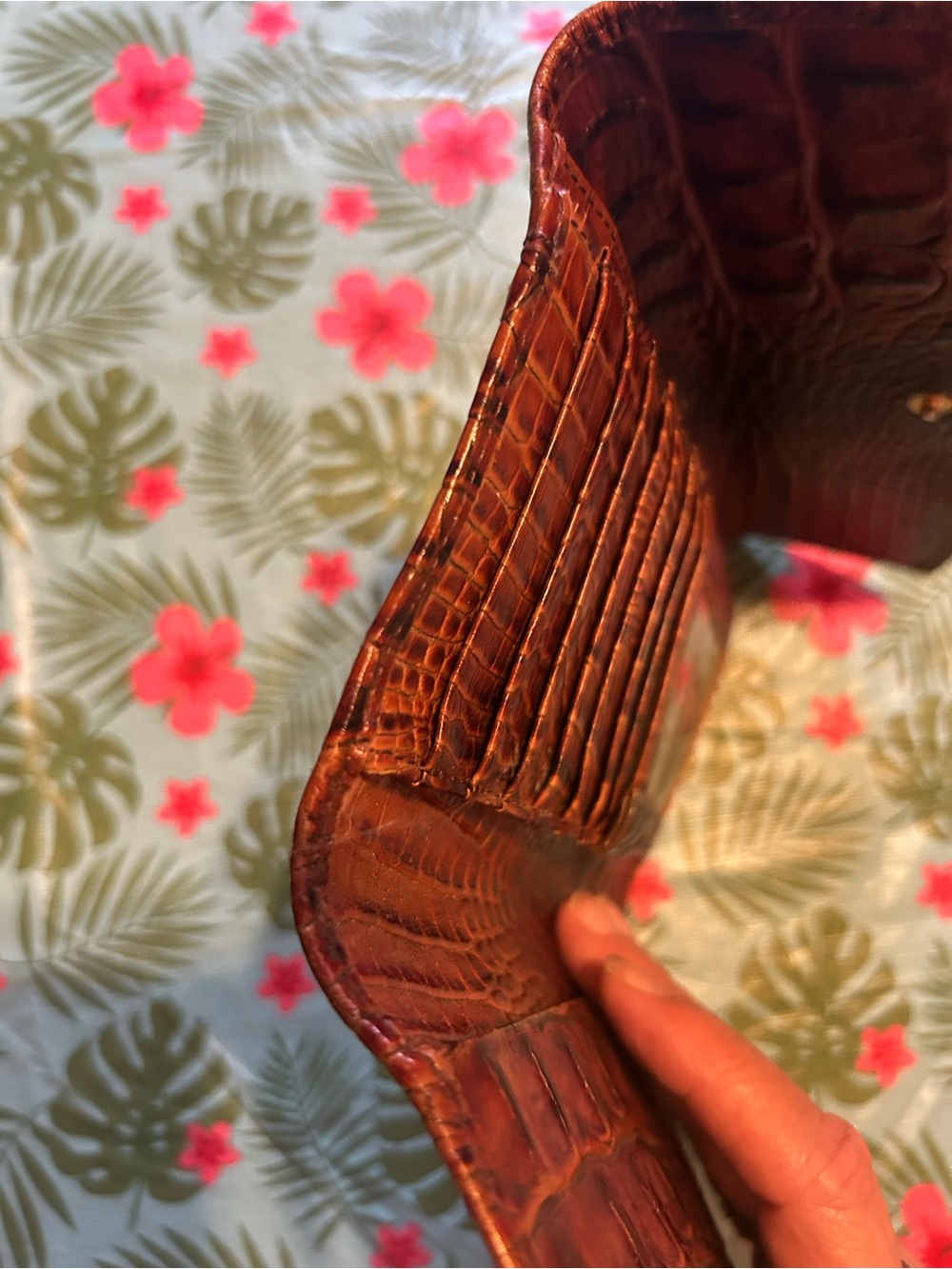 Brahmin Cognac Croc-Embossed Leather wallet - Picture 4 of 5